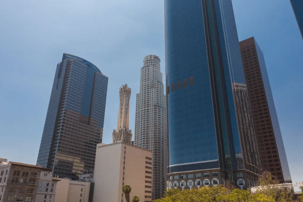 Vista de prédios no centro de Los Angeles 