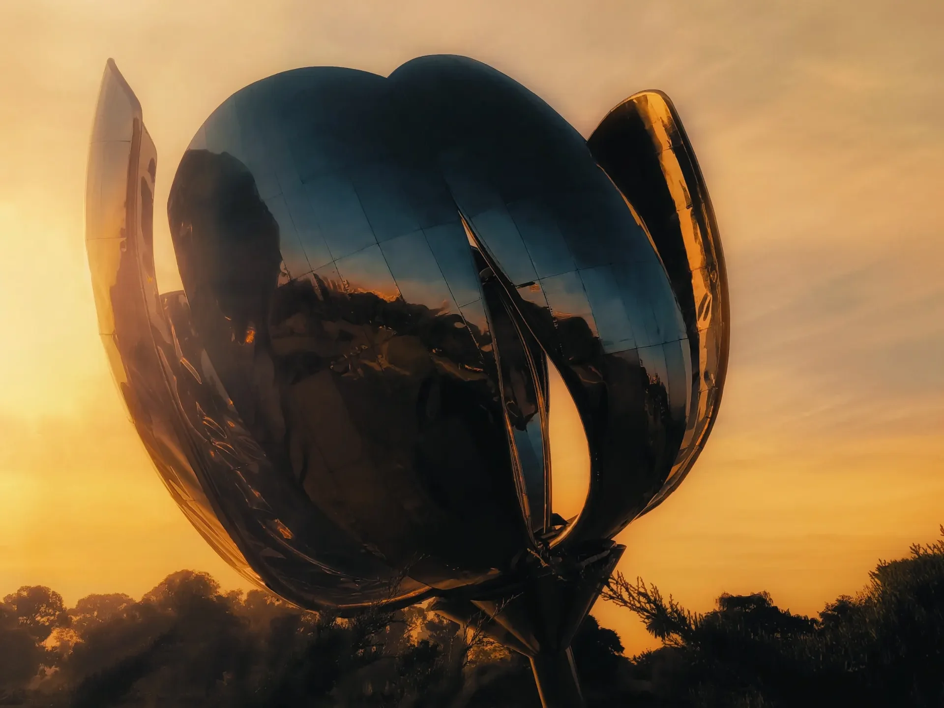 Floralis generica em pôr do sol 
