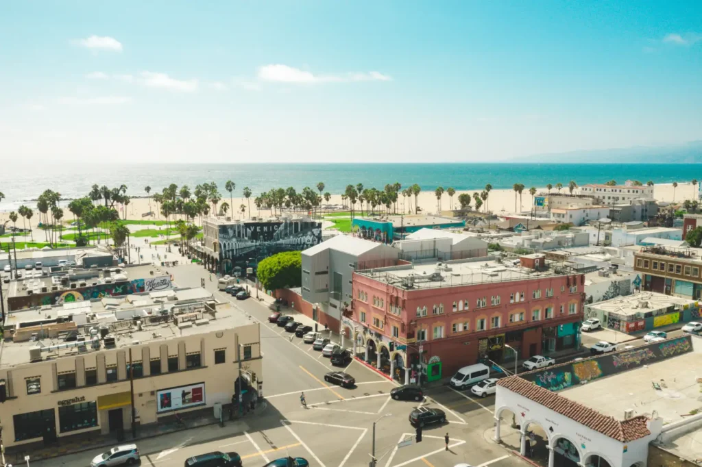 Imagem aérea de Venice Beach 